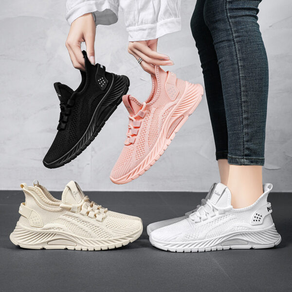 Fashion Casual Sports Shoes Women Lace Up Flat Shoes Lightweight Breathable Running Mesh Sneakers - Image 3