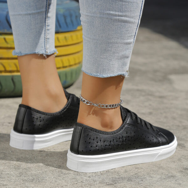 Cutout Flat Shoes Lace-up Hollow Out Walking Shoes For Women Loafers - Image 6