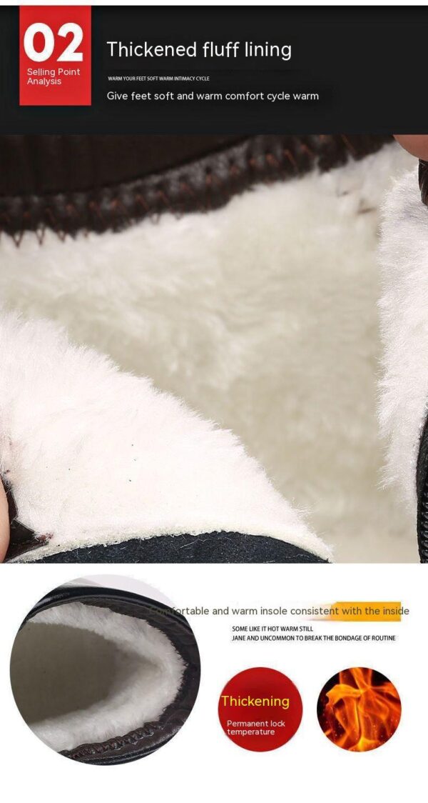 Winter Real Leather With Fleece Lining Men's Cotton Shoes - Image 9
