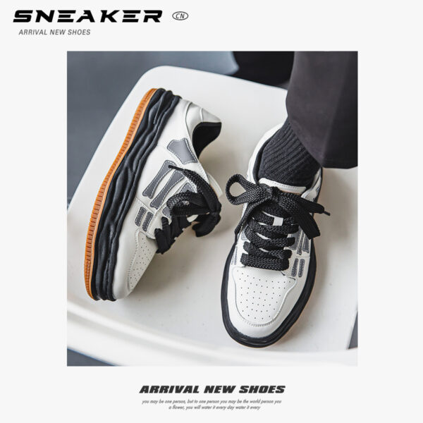 Reflective Bone Retro Platform Sneakers Men - Image 10