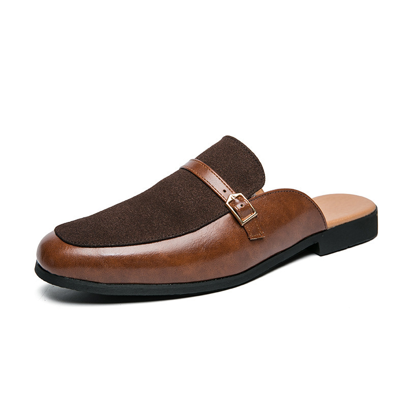 Men's British Half Slippers Small Leather Shoes Men's Slippers - Image 8