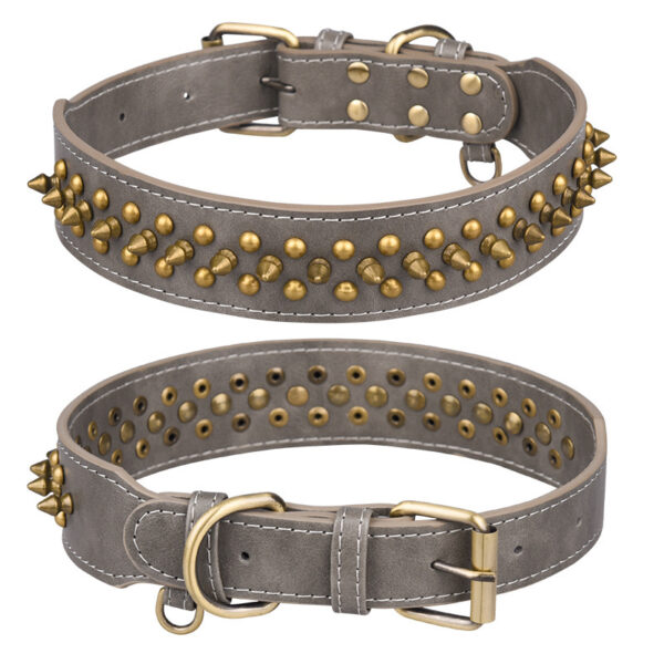 Rivets Medium And Large Leather Pet Collar - Image 9