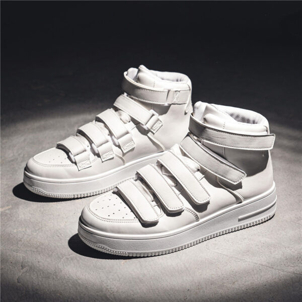 Spring Men's High-top Board Shoes Trendy Youth Student White Shoes Velcro Sports Casual - Image 2