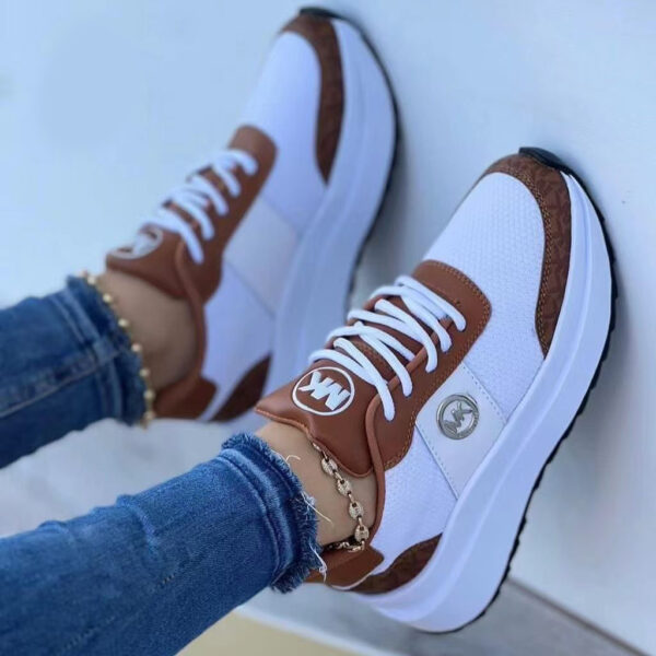 Casual Lace-up Sports Shoes Thick-soled Color-blocked Round-toe Sneakers Outdoor Casual Walking Running Shoes - Image 4