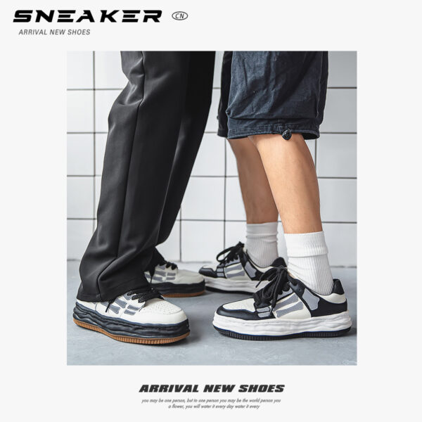Reflective Bone Retro Platform Sneakers Men - Image 5