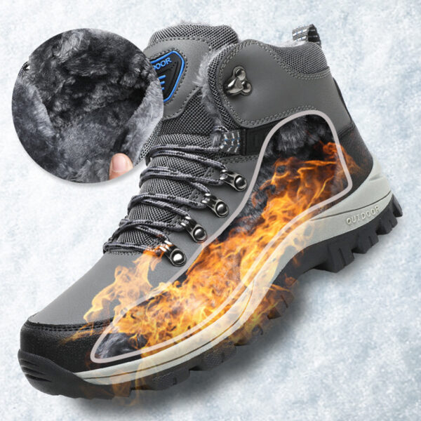 Winter Snow Boots Men Warm Plush Ankle Boots Hiking Lace-up Shoes - Image 7