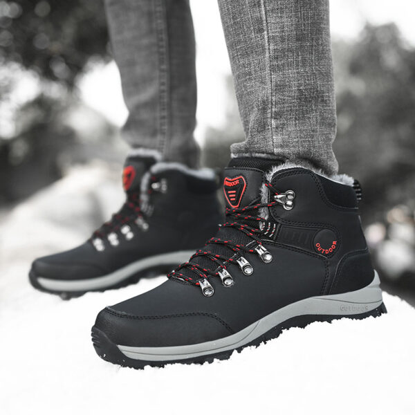 Winter Snow Boots Men Warm Plush Ankle Boots Hiking Lace-up Shoes - Image 10