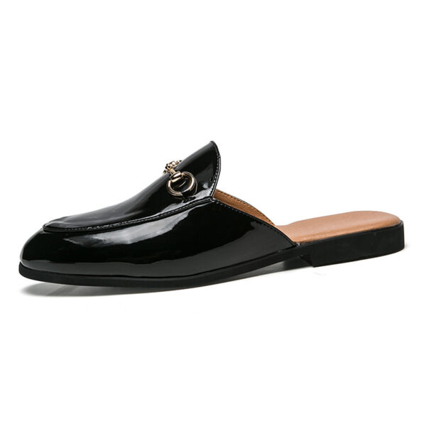 Summer Men's Bright Leather Semi-slipper Sandals - Image 6