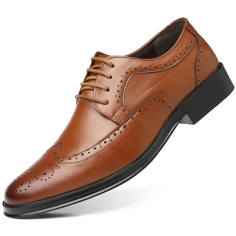 Block Carved Casual Leather Shoes For Men - Image 8