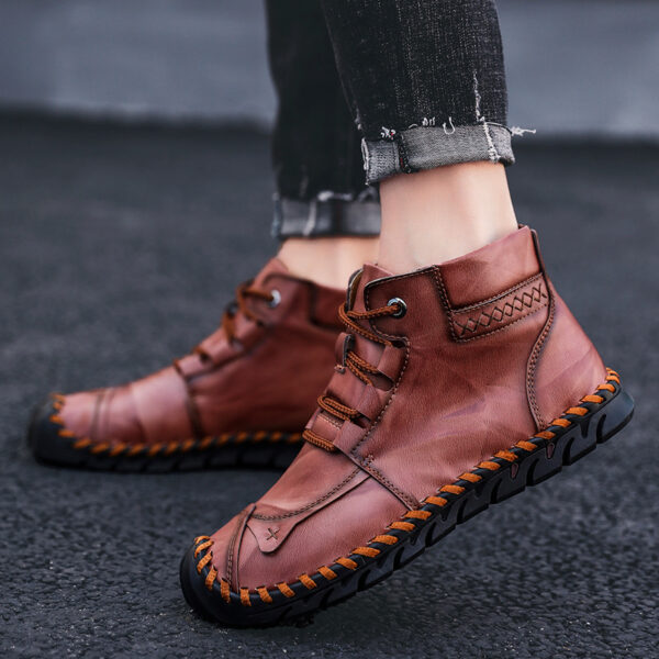 Leather shoes leather men casual shoes - Image 6