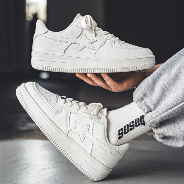 Thick Soled White Casual Sneakers For Men - Image 8