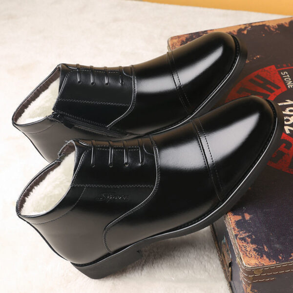 Winter Real Leather With Fleece Lining Men's Cotton Shoes - Image 2