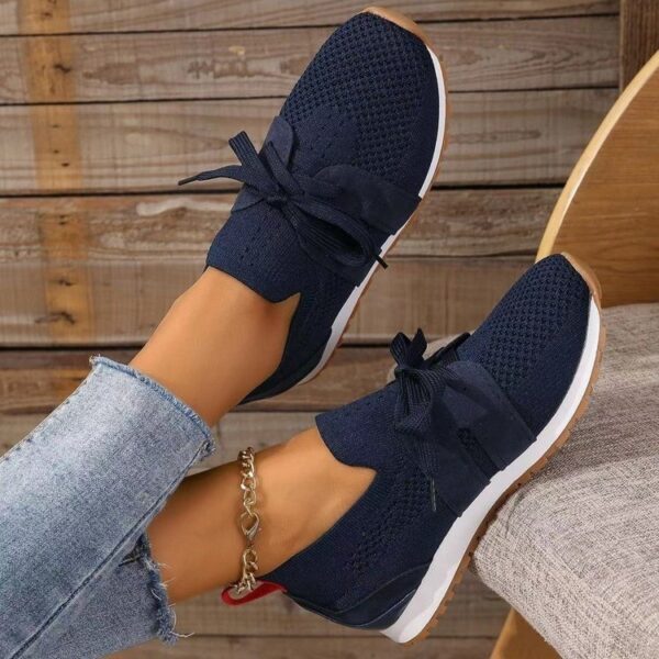 Women's Comfortable Fly Woven Mesh Lace-up Casual Shoes - Image 3