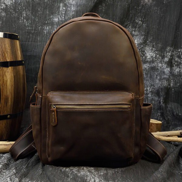 Leather men's backpack leather travel backpack - Image 3
