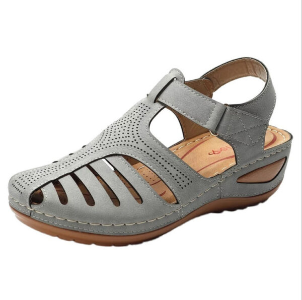 Women's Plus Size Retro Sandals Round Toe Wedge Sandals - Image 8