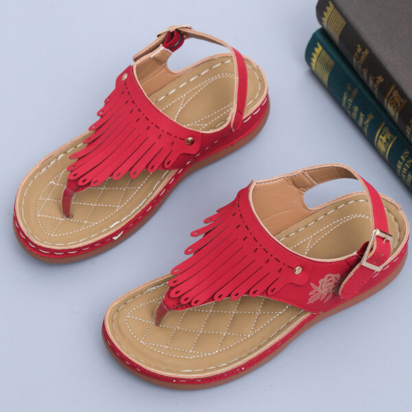 Women's Roman Cutout Thong Wedge Beach Sandals - Image 6