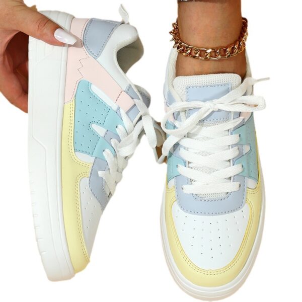 Trendy Fashion Platform Sneakers Soft Bottom Comfortable Lace-up Outdoor Casual Flat Shoes - Image 3
