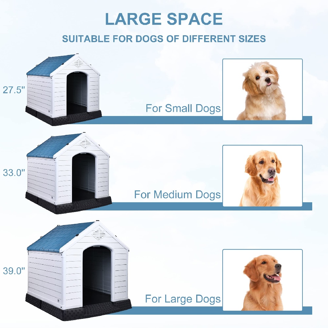 Only Supports Self Pickup-Plastic Dog House, Insulated Dog House, Assembled Sturdy Dog Kennel With Elevated Floor And Ventilation For Small To Large Dogs -29 Inch, Blue - Image 4