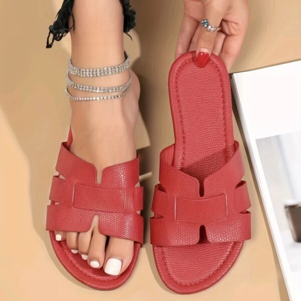 Square Toe Flat Sandals Summer Hollow Out Slides Slippers Women Footwear - Image 4