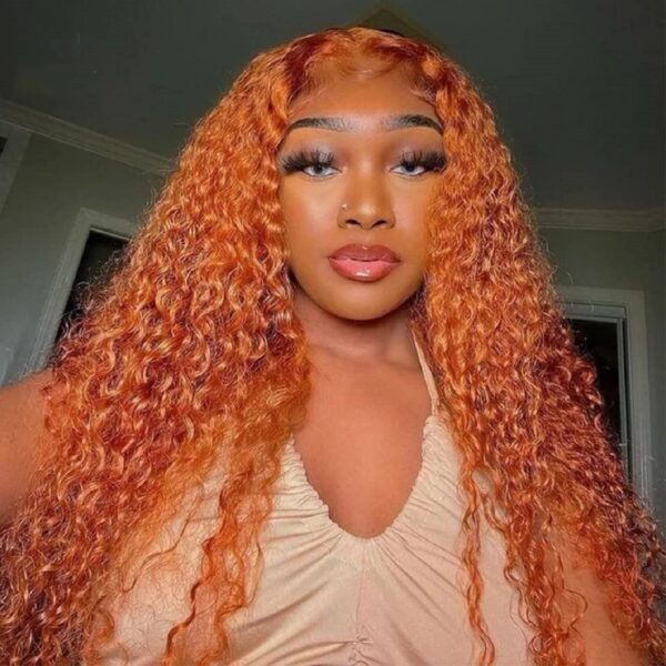 Front Lace Small Curly Orange Curly Hair Chemical Fiber Fake Head Cover - Image 5