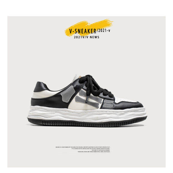Reflective Bone Retro Platform Sneakers Men - Image 9