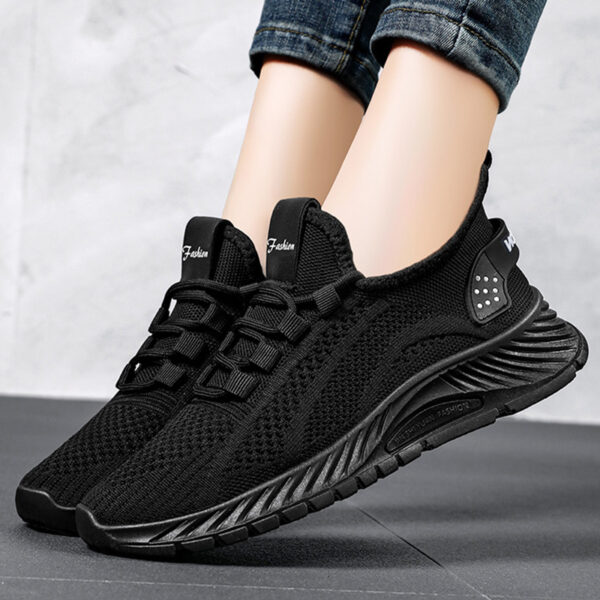 Fashion Casual Sports Shoes Women Lace Up Flat Shoes Lightweight Breathable Running Mesh Sneakers - Image 2