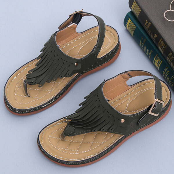 Women's Roman Cutout Thong Wedge Beach Sandals - Image 8