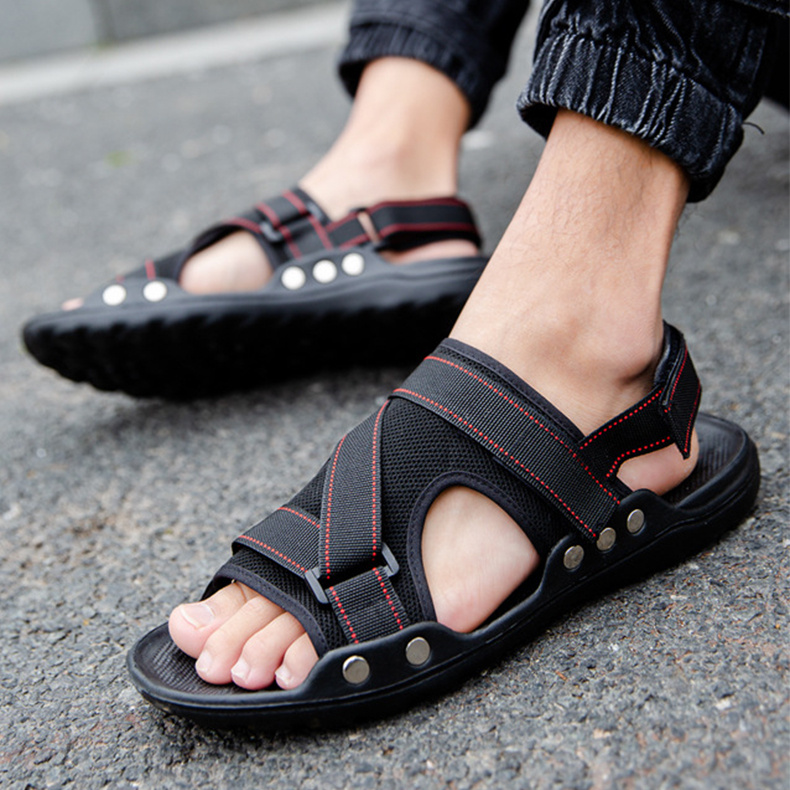 Casual Roman Sandals Men Strap Velcro Shoes - Image 4