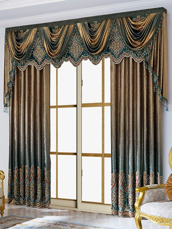 Two Pieces Of Luxurious European Villa Curtains With Elegant Floral Patterns, Suitable For Living Room And Bedroom - Image 9