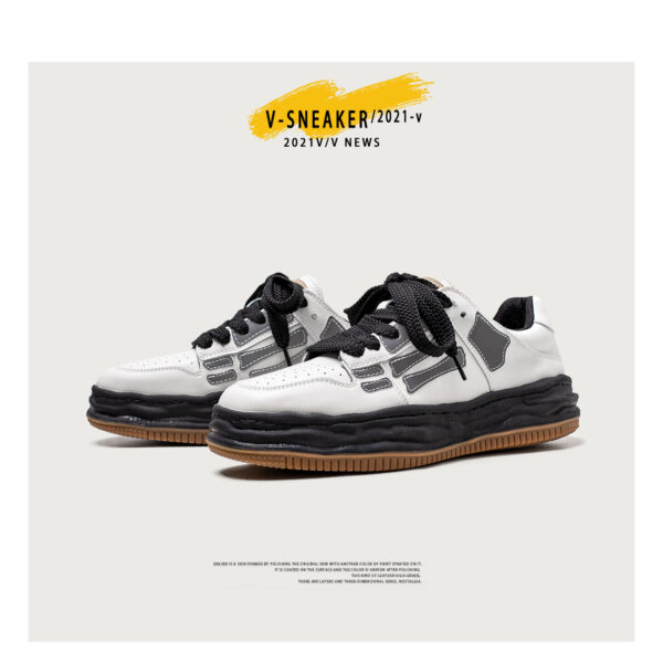Reflective Bone Retro Platform Sneakers Men - Image 2