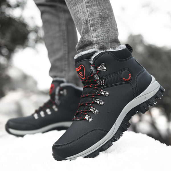 Winter Snow Boots Men Warm Plush Ankle Boots Hiking Lace-up Shoes - Image 5