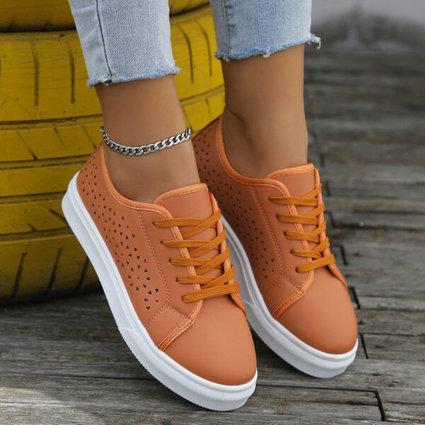 Cutout Flat Shoes Lace-up Hollow Out Walking Shoes For Women Loafers - Image 4