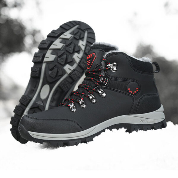 Winter Snow Boots Men Warm Plush Ankle Boots Hiking Lace-up Shoes - Image 3