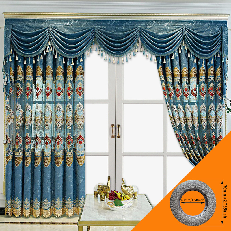 Modern Style Living Room European Hollow Embroidery Curtains Thickened Velvet Bedroom Light-proof French Windows 2-piece Set - Image 6
