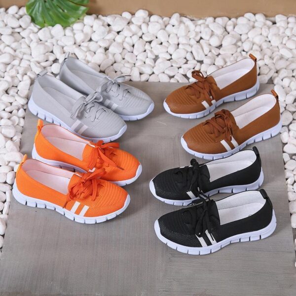 Casual Lace-up Mesh Shoes Preppy Flats Walking Running Sports Shoes Sneakers For Women - Image 10