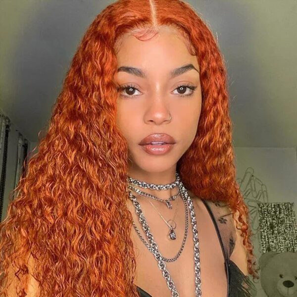 Front Lace Small Curly Orange Curly Hair Chemical Fiber Fake Head Cover - Image 6