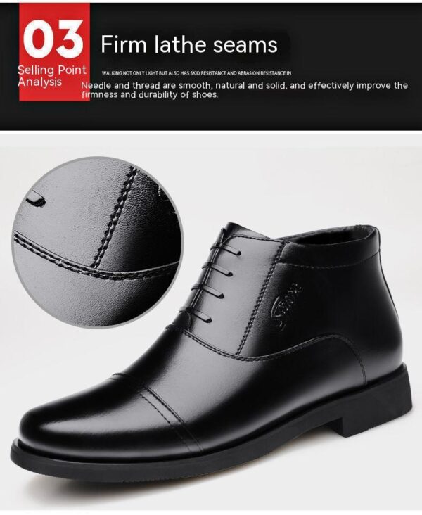 Winter Real Leather With Fleece Lining Men's Cotton Shoes - Image 8