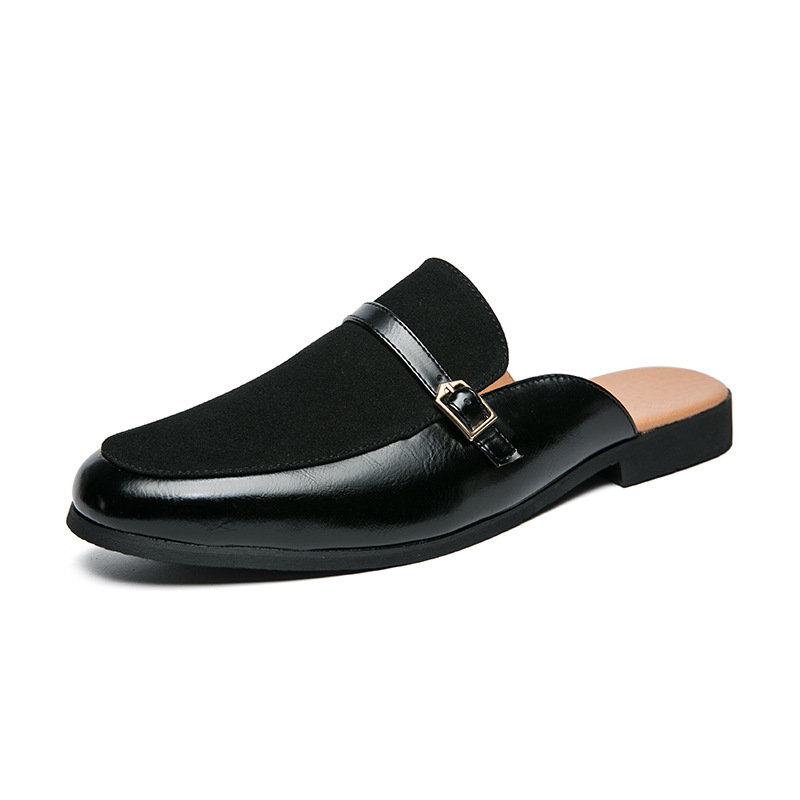 Men's British Half Slippers Small Leather Shoes Men's Slippers - Image 7