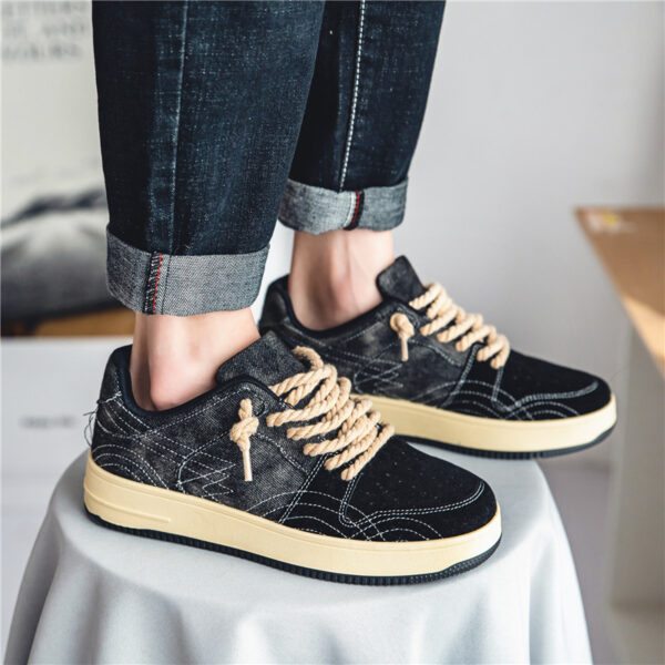 Leisure Denim Board Shoes Men Lace-up Flats Skateboard - Image 10