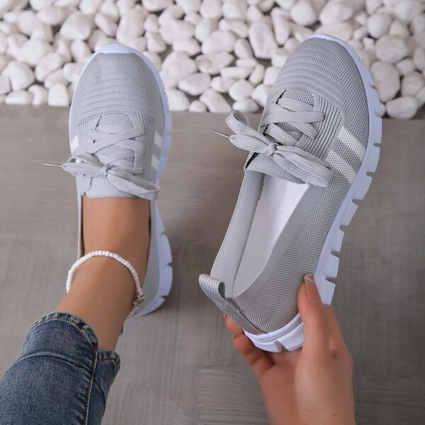 Casual Lace-up Mesh Shoes Preppy Flats Walking Running Sports Shoes Sneakers For Women - Image 8
