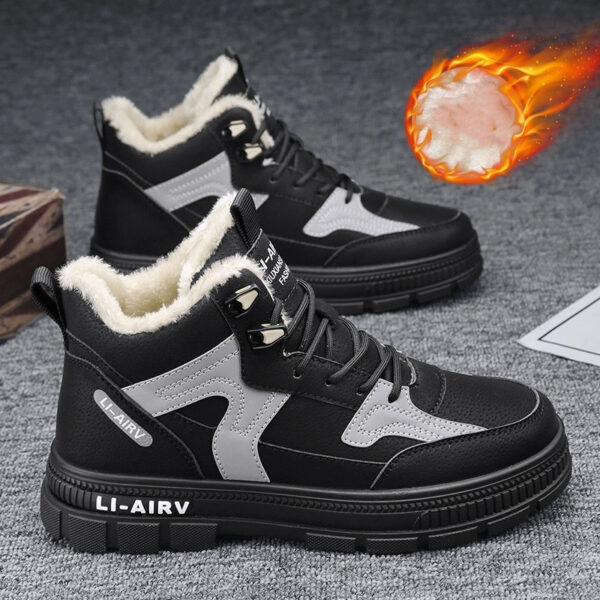 Winter Thickened Velvet Warm Ankle Boots Men Outdoor Subzero Anti-cold Anti-ski Snow Boots Outdoor Casual Walking Running Flat Shoes - Image 3