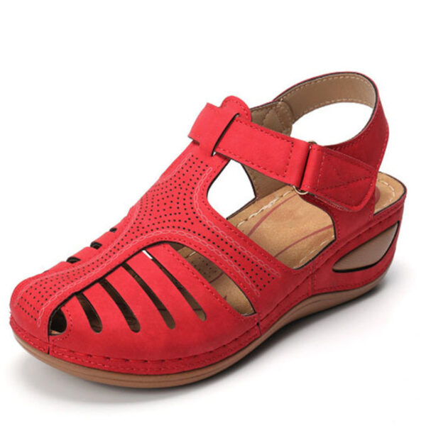 Women's Plus Size Retro Sandals Round Toe Wedge Sandals - Image 10