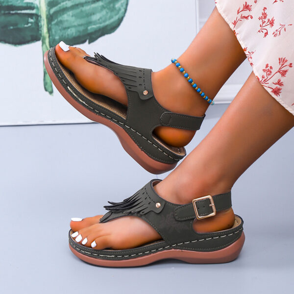 Women's Roman Cutout Thong Wedge Beach Sandals - Image 3