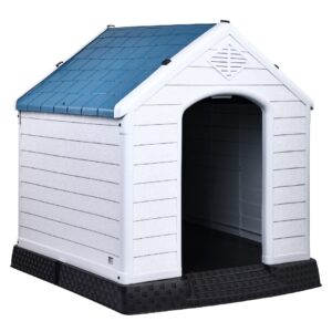 Only Supports Self Pickup-Plastic Dog House, Insulated Dog House, Assembled Sturdy Dog Kennel With Elevated Floor And Ventilation For Small To Large Dogs -29 Inch, Blue