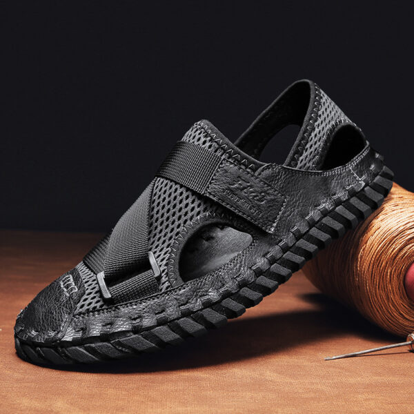 Summer Hollow Men's Soft Bottom Beach Shoes Breathable Mesh Sandals - Image 6