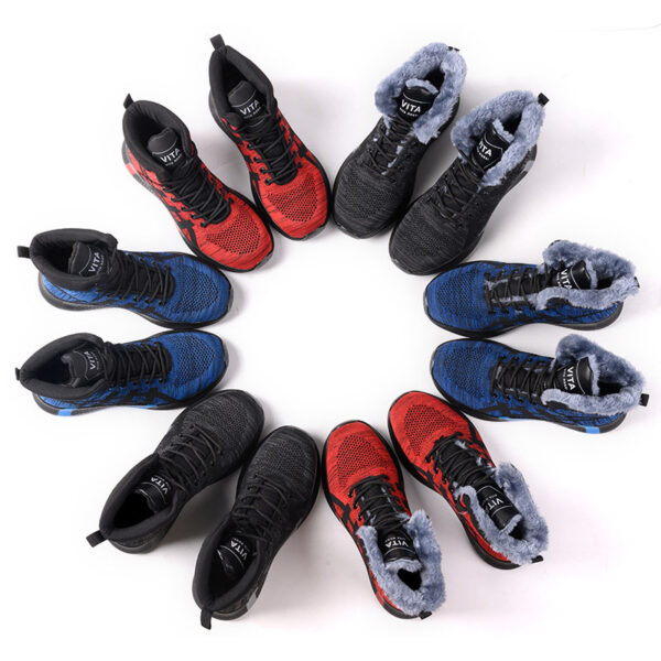 Winter Plush Boots Men Labor Protection Anti-smash Anti-puncture Work Shoes Warm Thickened Breathable Lace-up Safety Shoes - Image 6