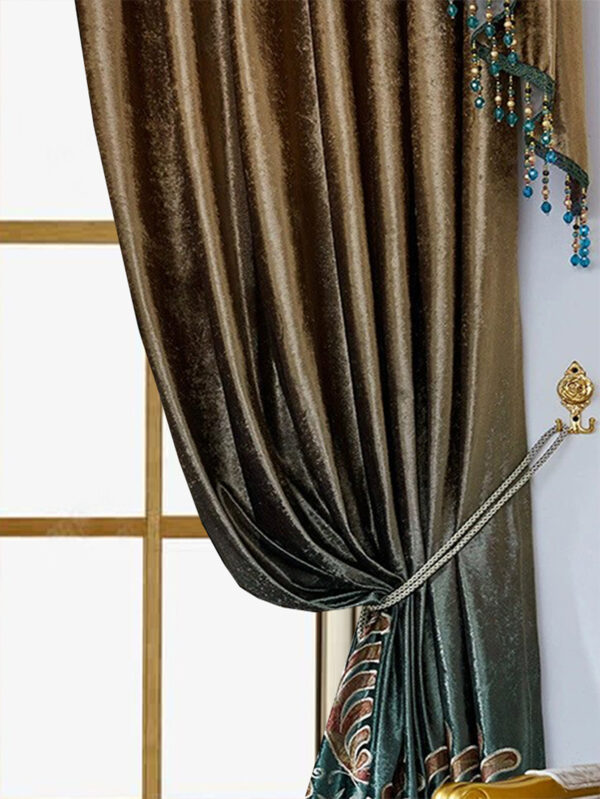 Two Pieces Of Luxurious European Villa Curtains With Elegant Floral Patterns, Suitable For Living Room And Bedroom - Image 7