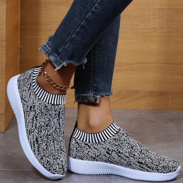 Stripe Knit Sock Shoes Flats Sneakers Running Walking Loafers - Image 9