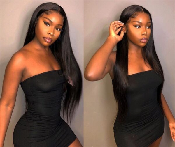 Women's Fashion Simple Human Hair Straight Wig - Image 4