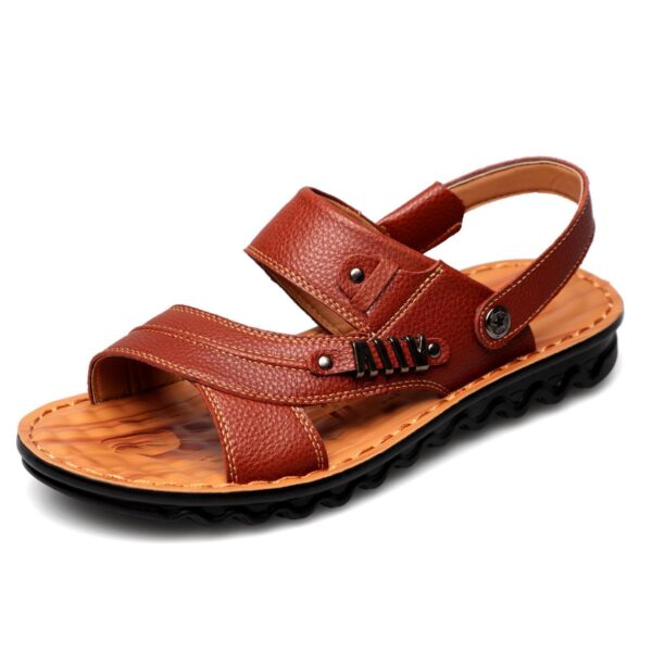 First Layer Cowhide Men's Sandals Beach Shoes Non-slip Slippers - Image 8